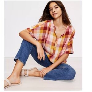 Loft Plaid Henley Shirt